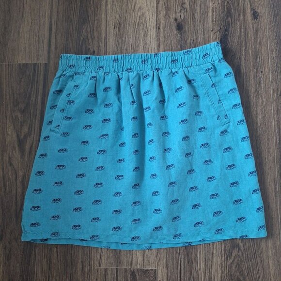 💙 Loft Outlet Elephant Print Linen Blend Pockets Elastic Waist Lined Skirt Siz - Picture 10 of 10